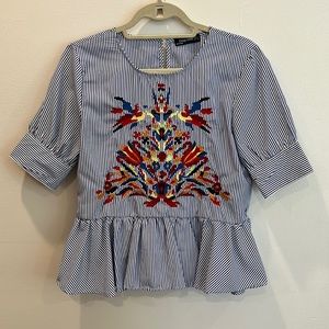 Peplum Embroidered Top